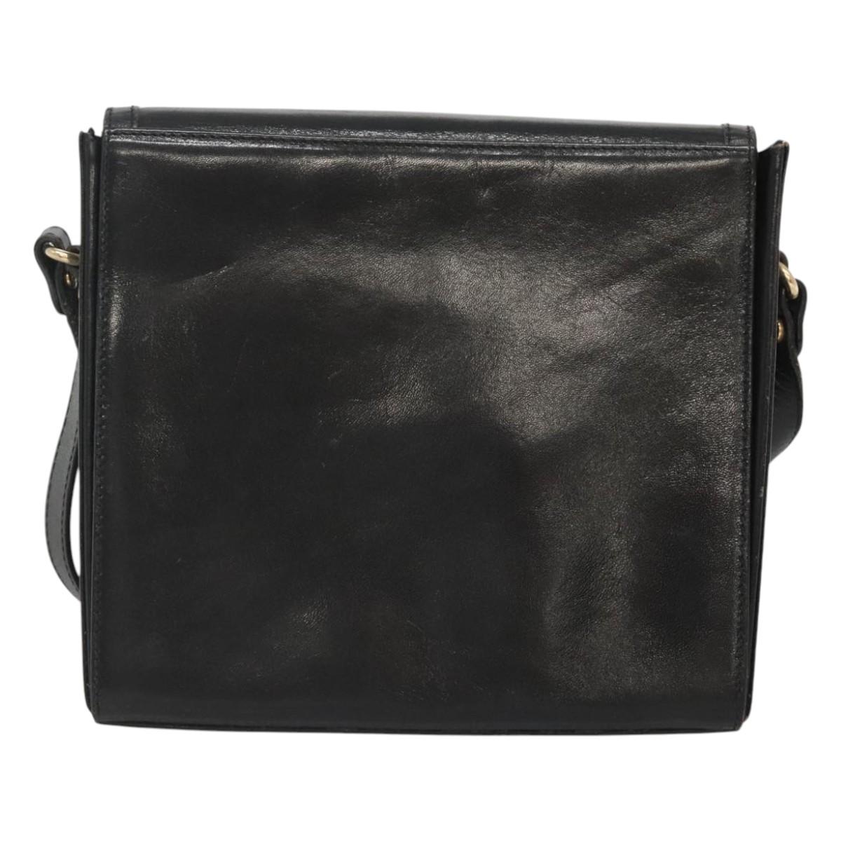 BALLY Shoulder Bag Leather Black Gold