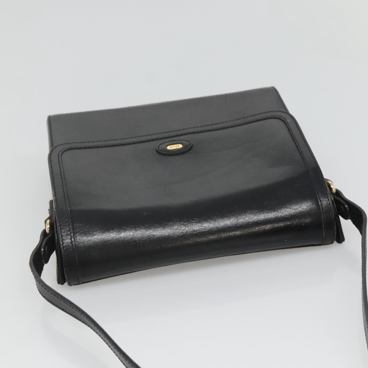 BALLY Shoulder Bag Leather Black Gold