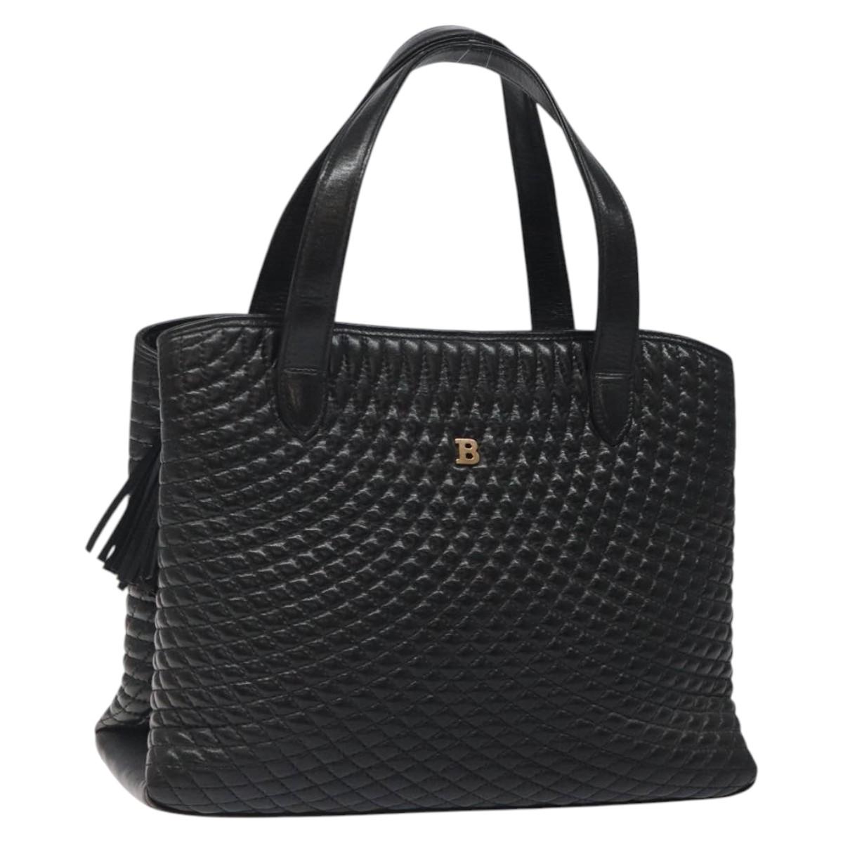 BALLY Hand Bag Leather Black Gold