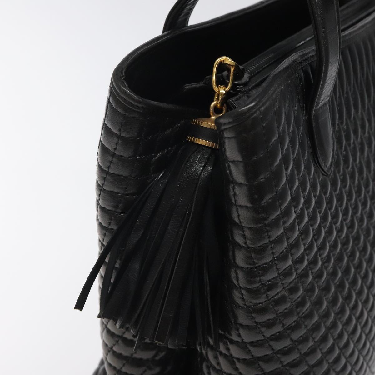 BALLY Hand Bag Leather Black Gold