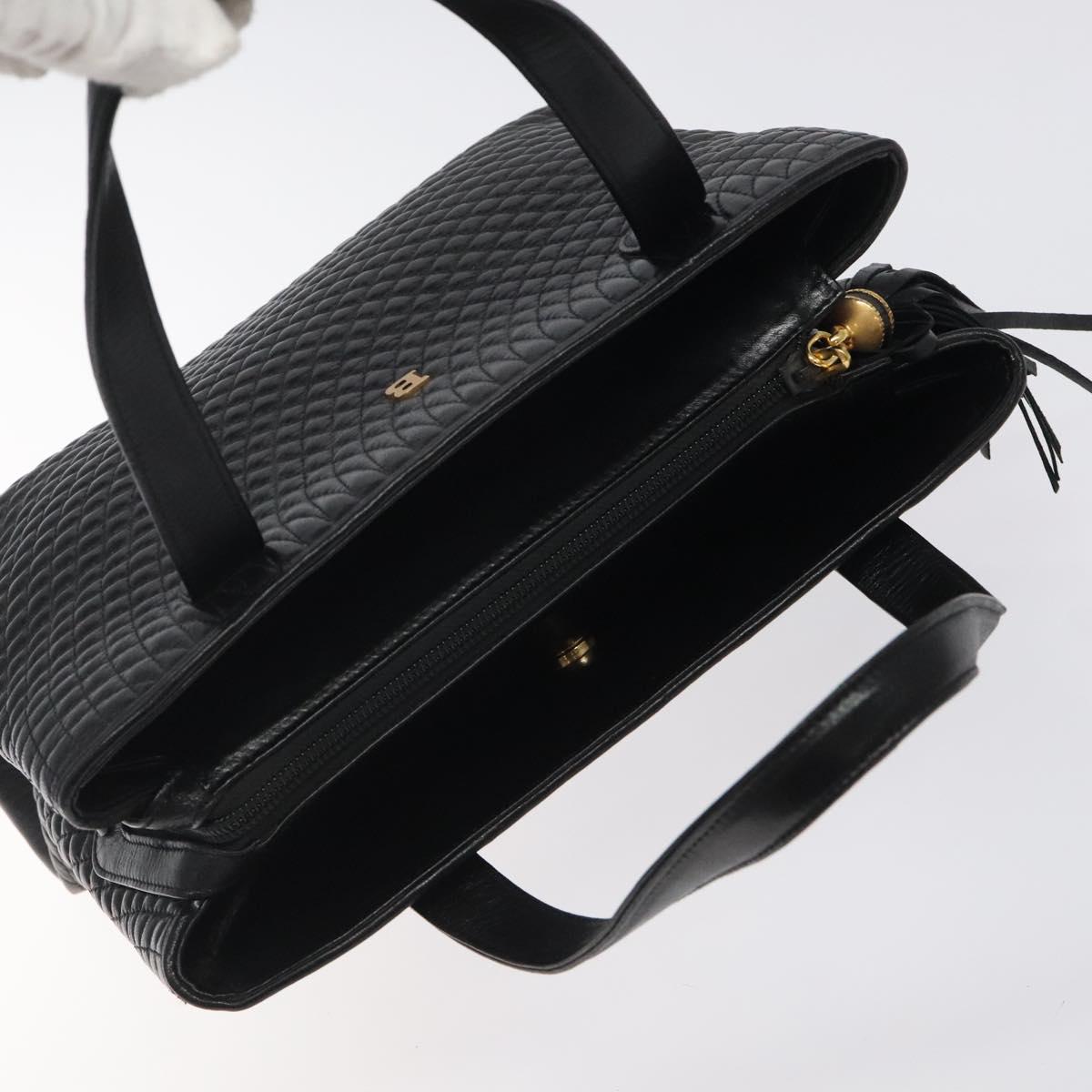 BALLY Hand Bag Leather Black Gold