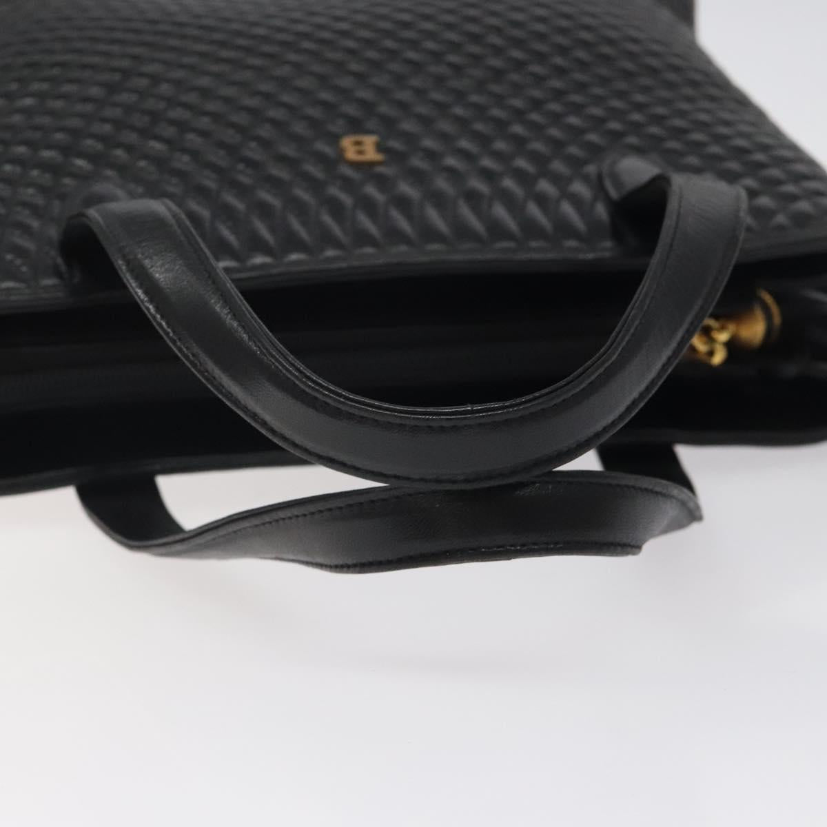 BALLY Hand Bag Leather Black Gold