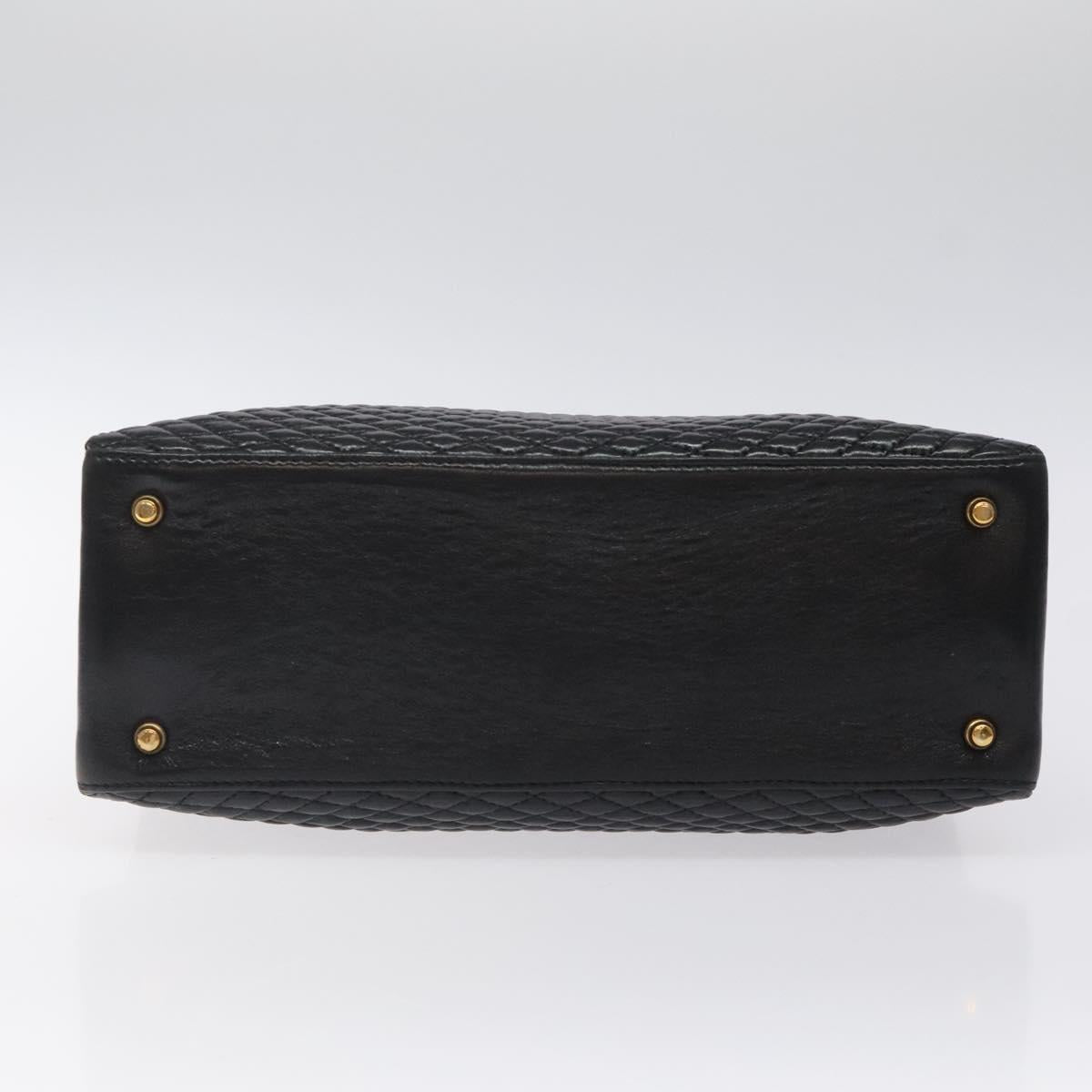 BALLY Hand Bag Leather Black Gold
