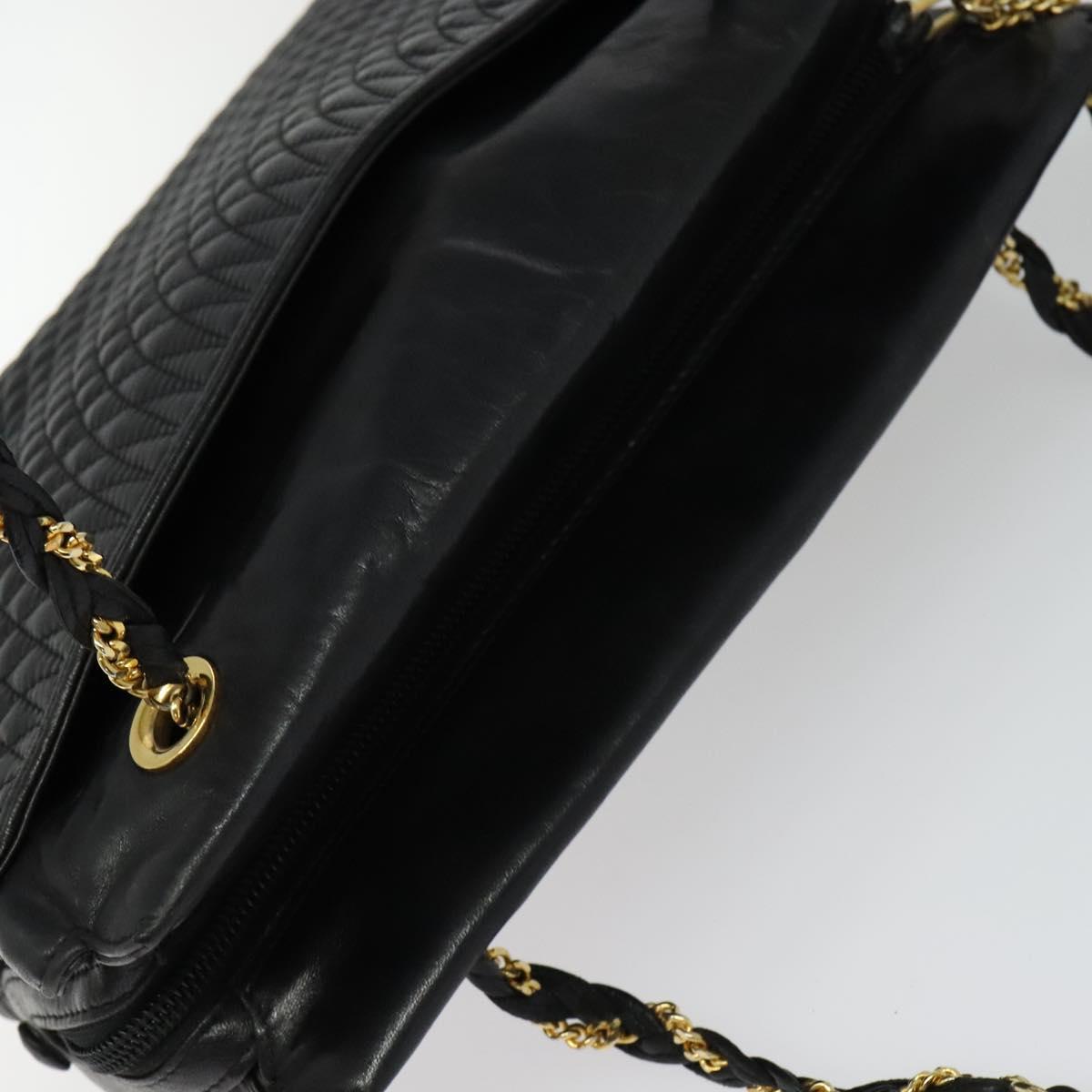 BALLY Shoulder Bag Leather Black Gold