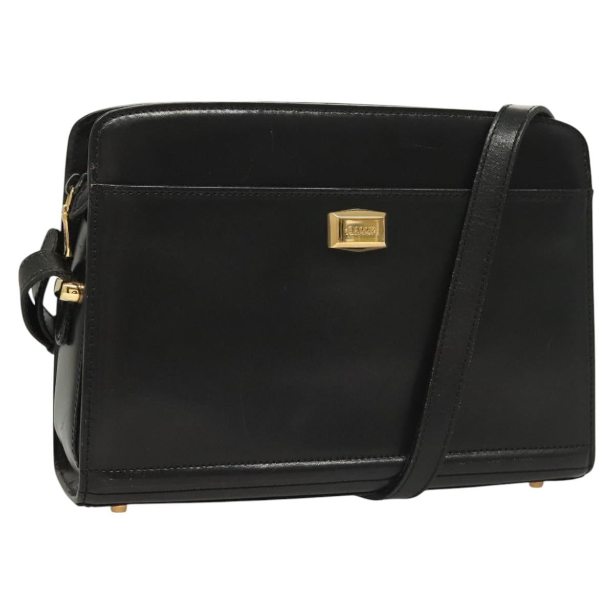 BALLY Shoulder Bag Leather Black Gold