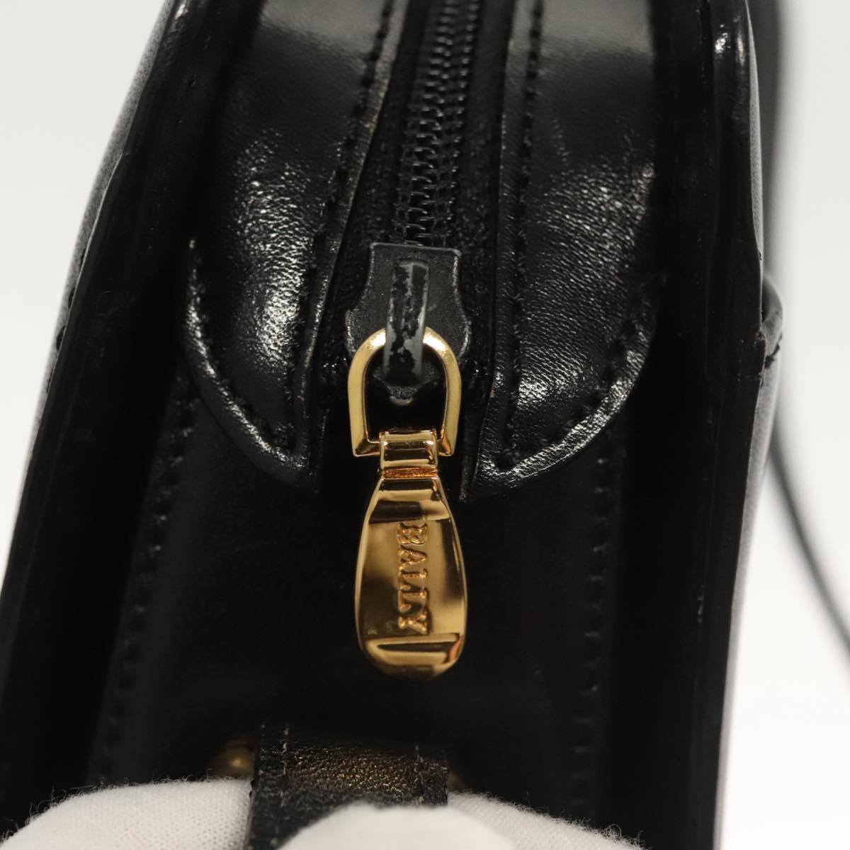 BALLY Shoulder Bag Leather Black Gold