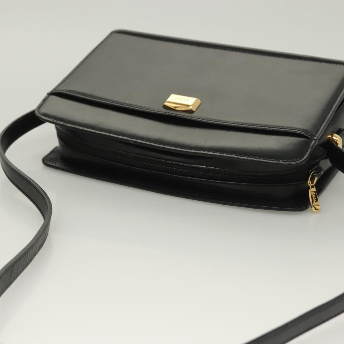 BALLY Shoulder Bag Leather Black Gold