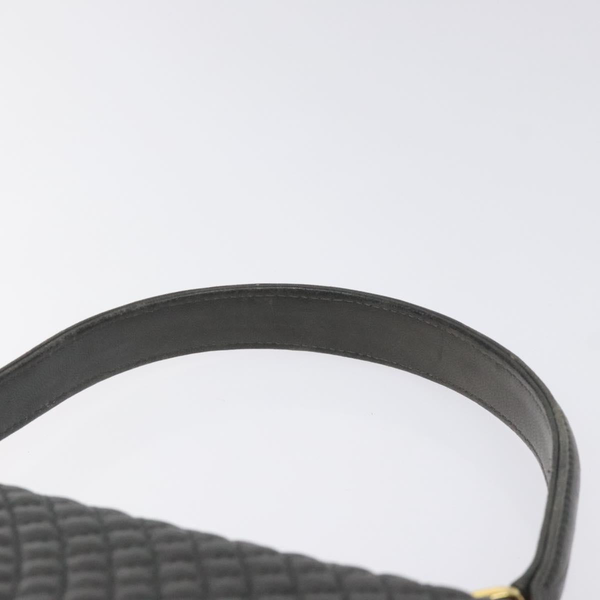 BALLY Quilted Hand Bag Leather Gray Gold