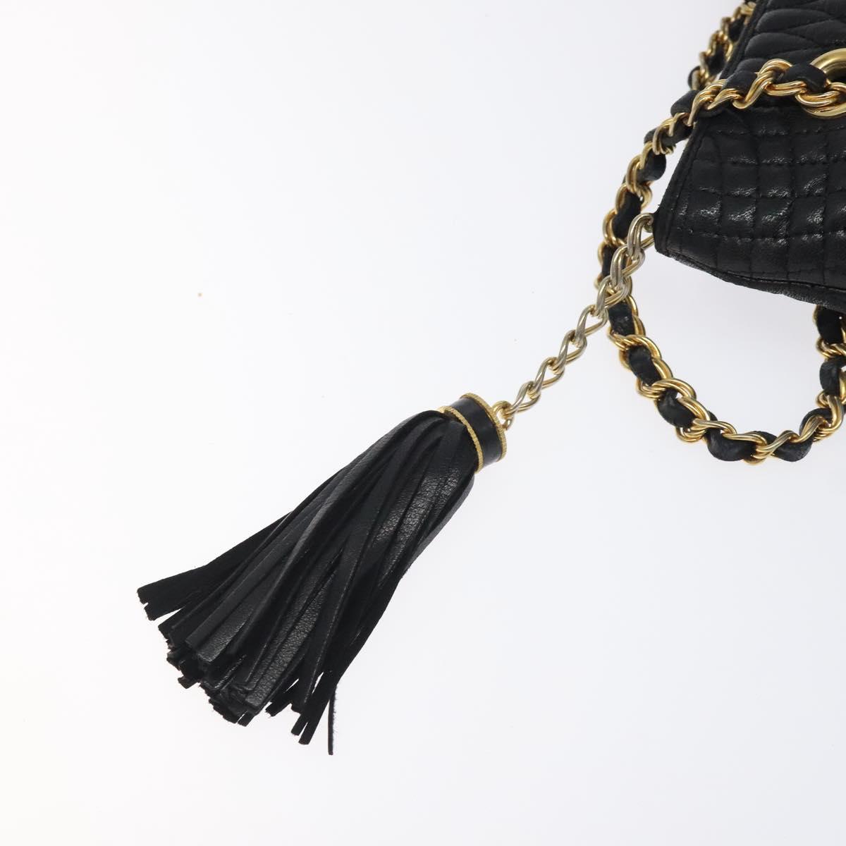BALLY Chain Shoulder Bag Leather Black Gold
