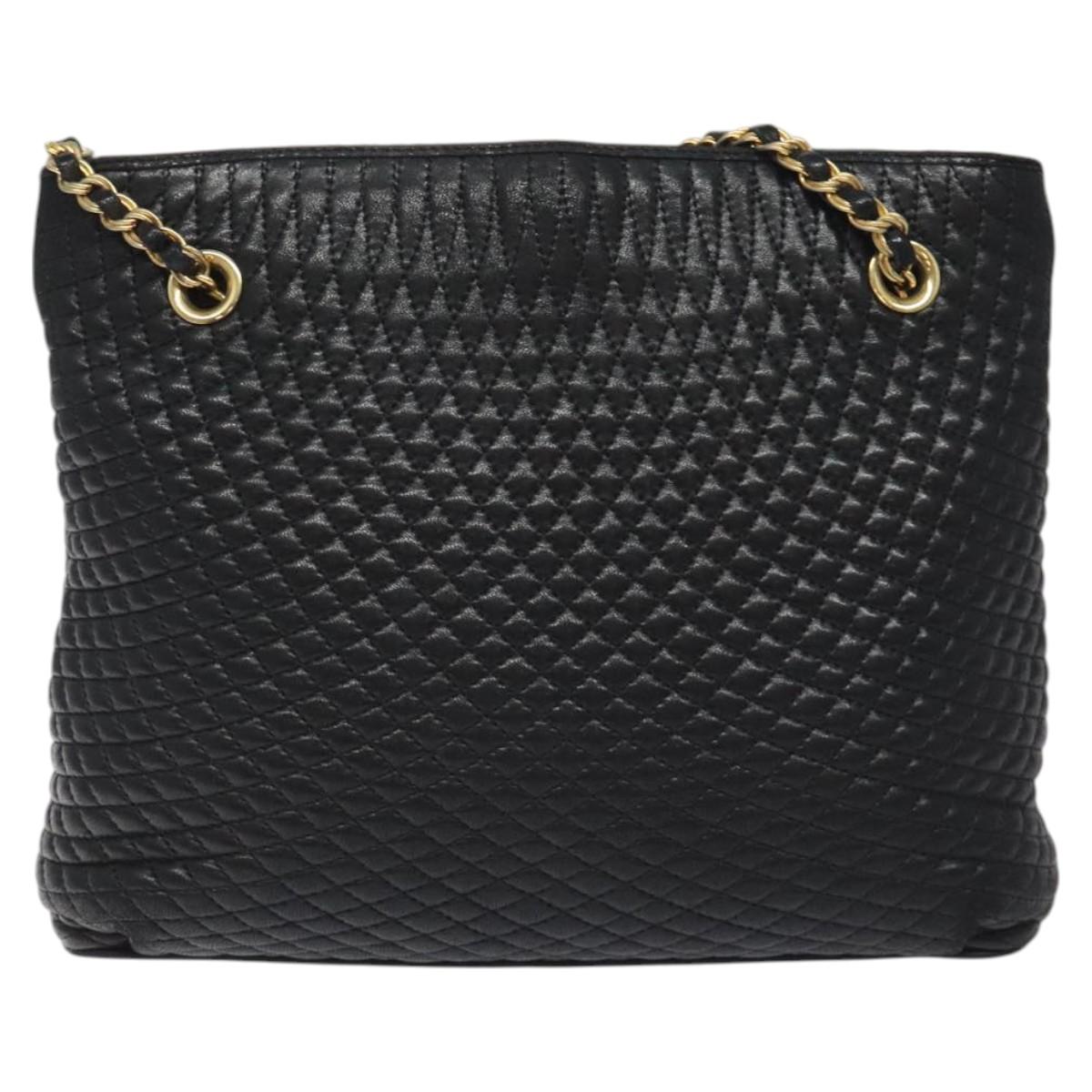 BALLY Chain Shoulder Bag Leather Black Gold