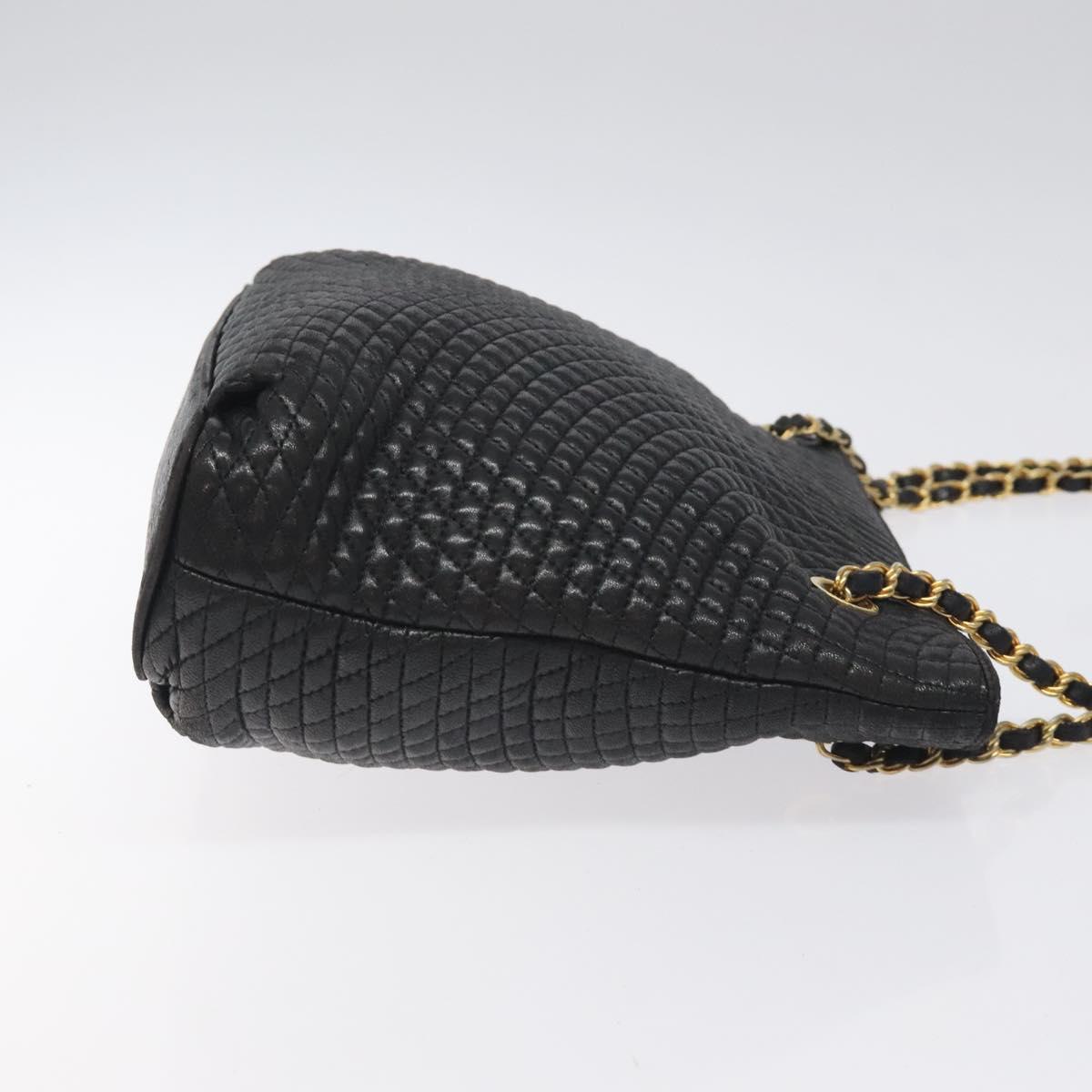 BALLY Chain Shoulder Bag Leather Black Gold