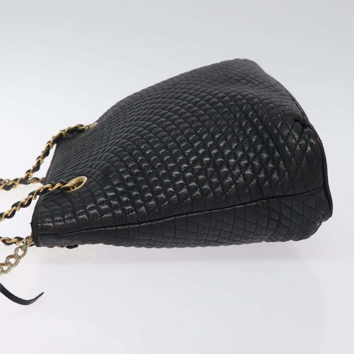 BALLY Chain Shoulder Bag Leather Black Gold