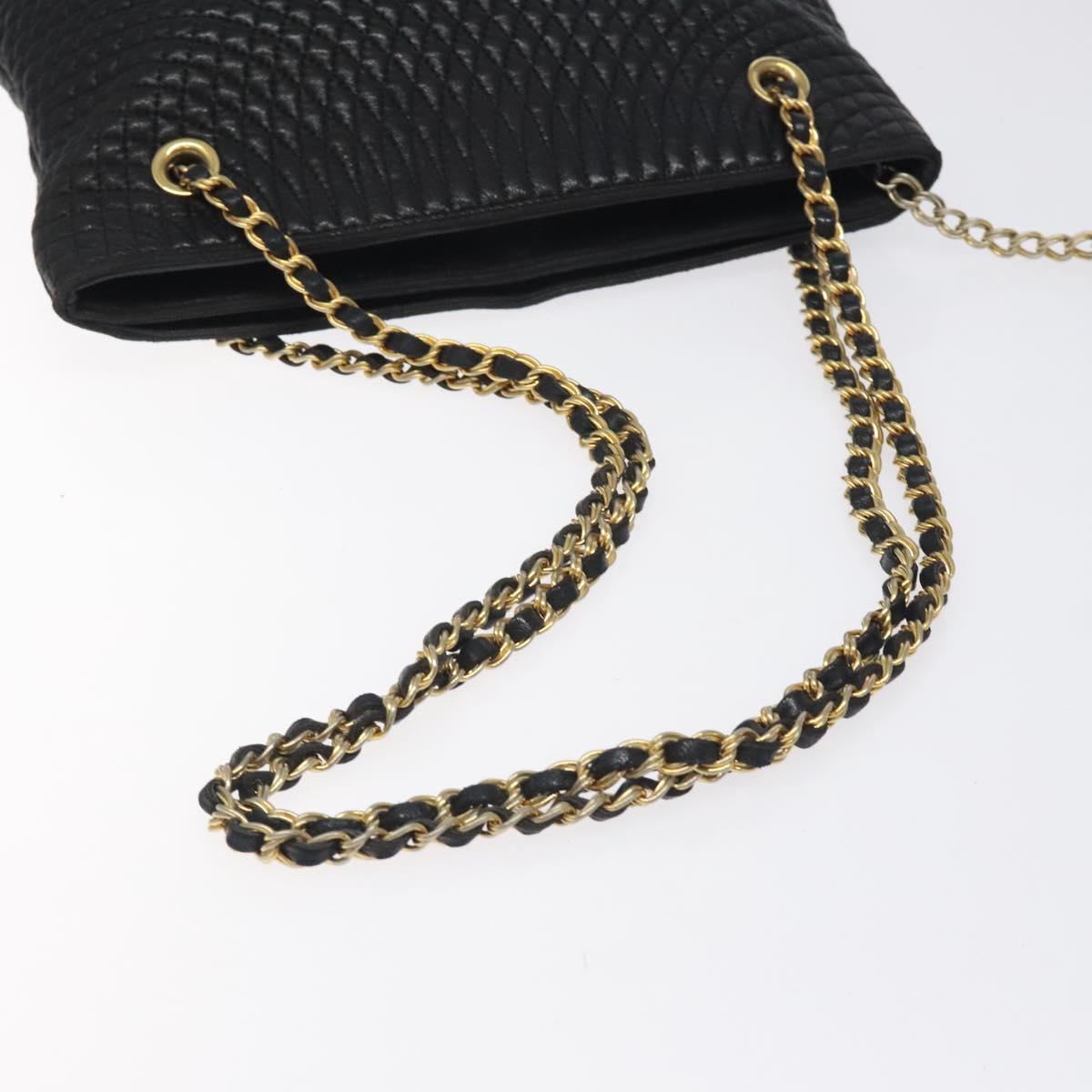 BALLY Chain Shoulder Bag Leather Black Gold