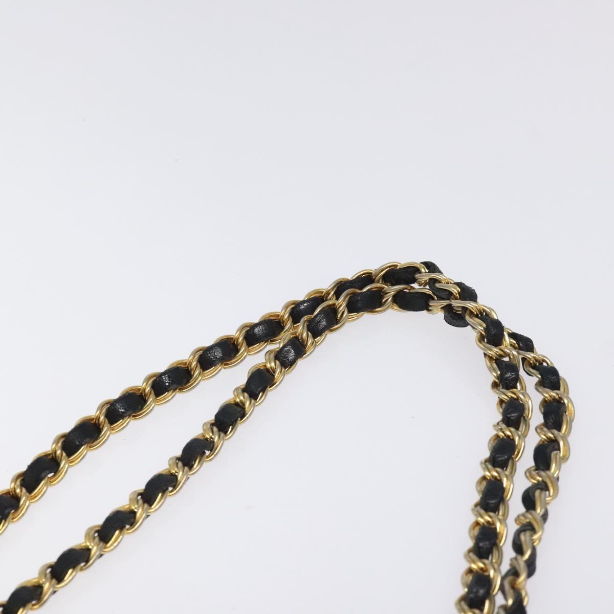 BALLY Chain Shoulder Bag Leather Black Gold