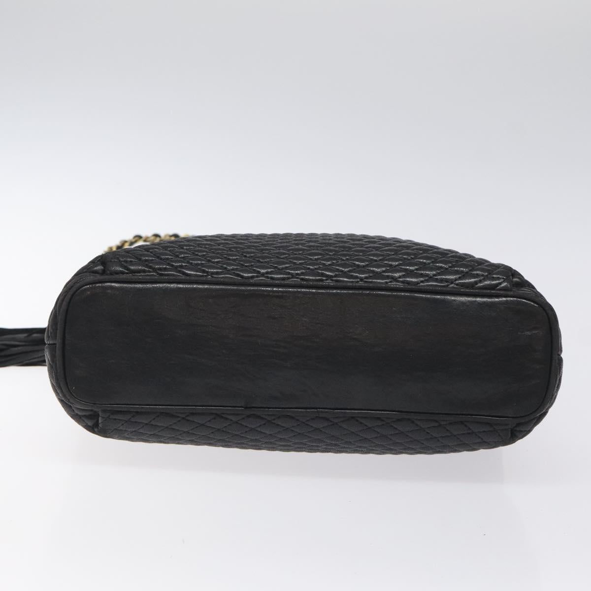 BALLY Chain Shoulder Bag Leather Black Gold