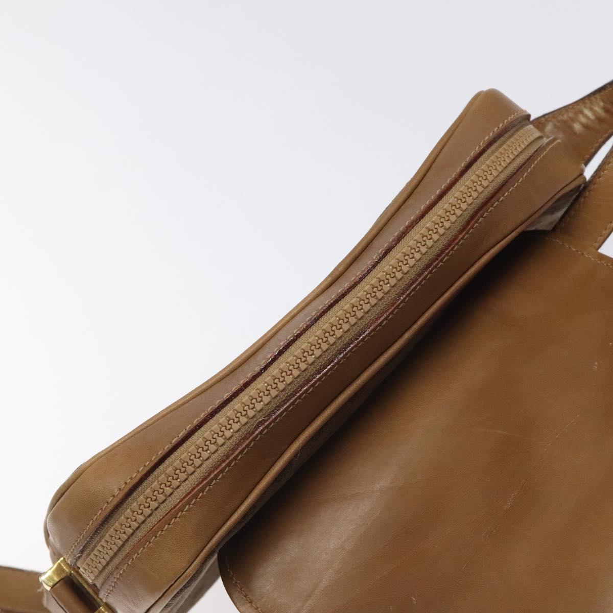 GUCCI Micro GG Canvas Shoulder Bag Brown Gold