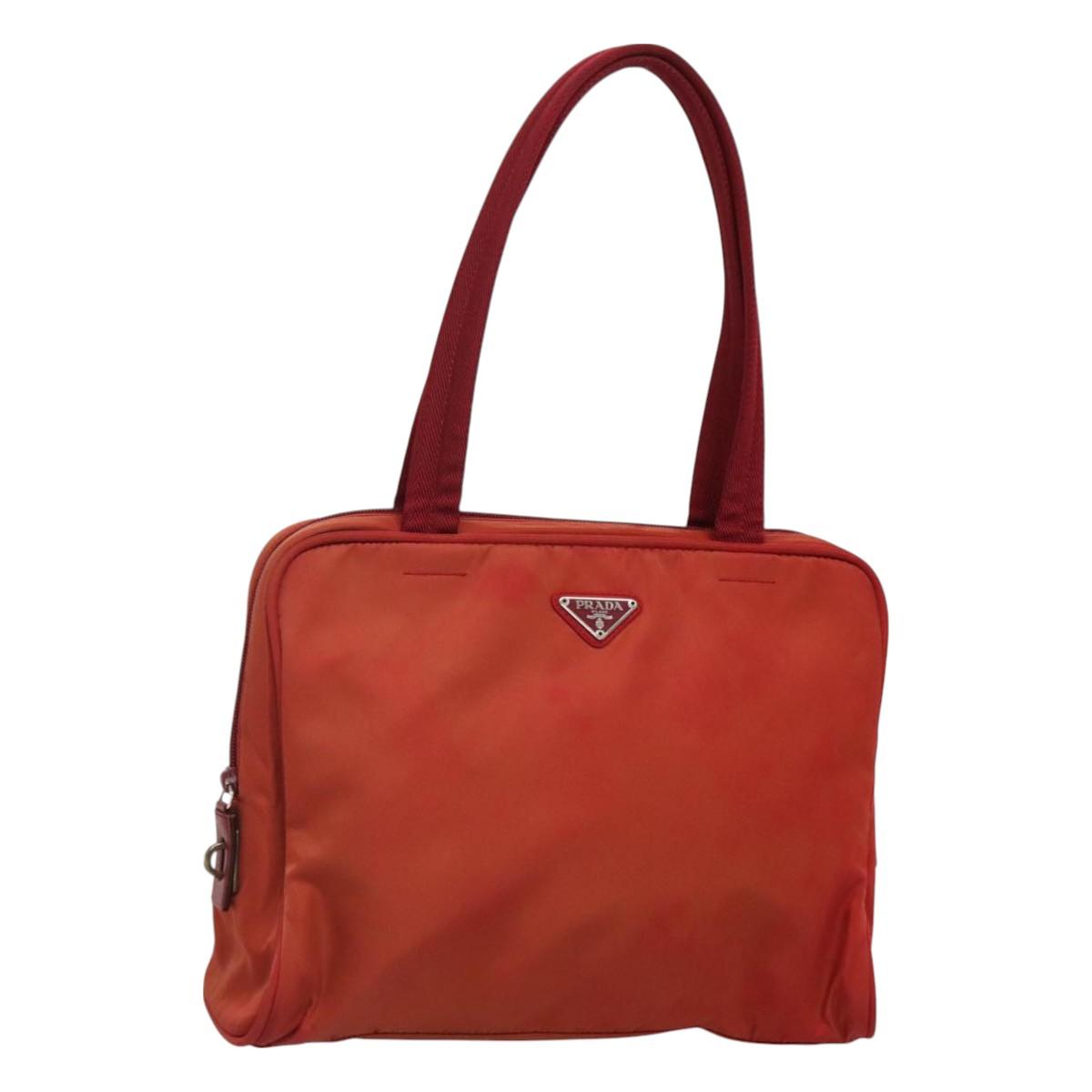 PRADA Hand Bag Nylon Red