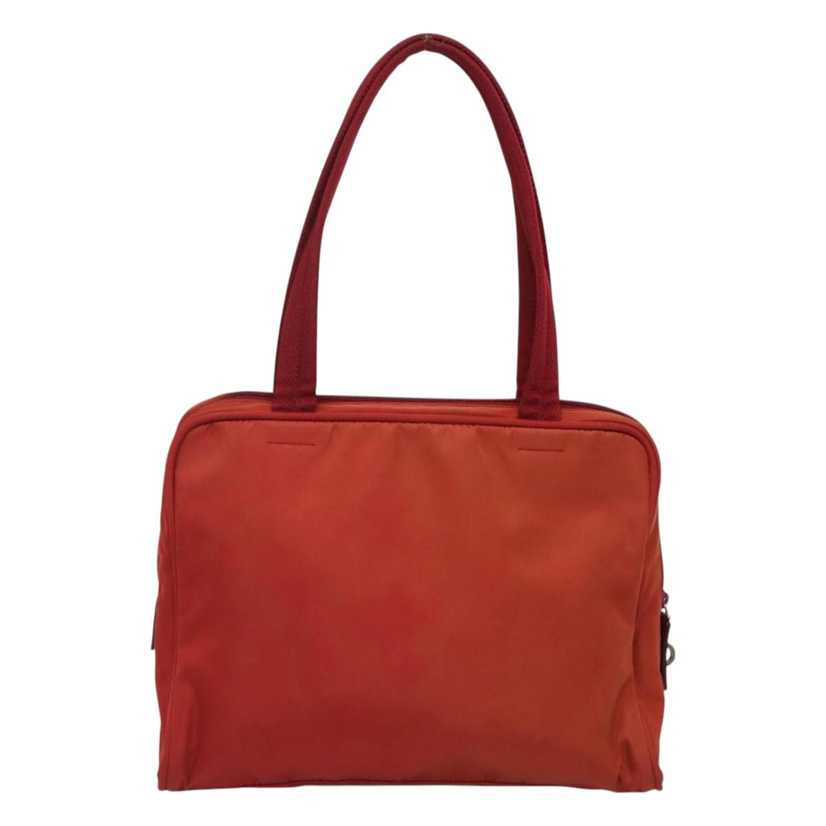 PRADA Hand Bag Nylon Red