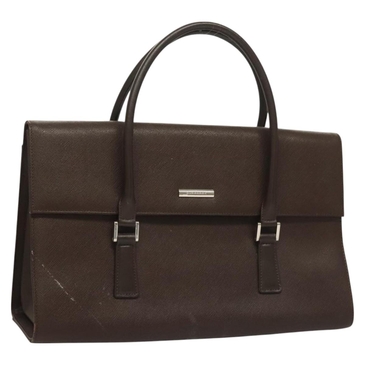 BURBERRY Hand Bag Leather Silver Brown
