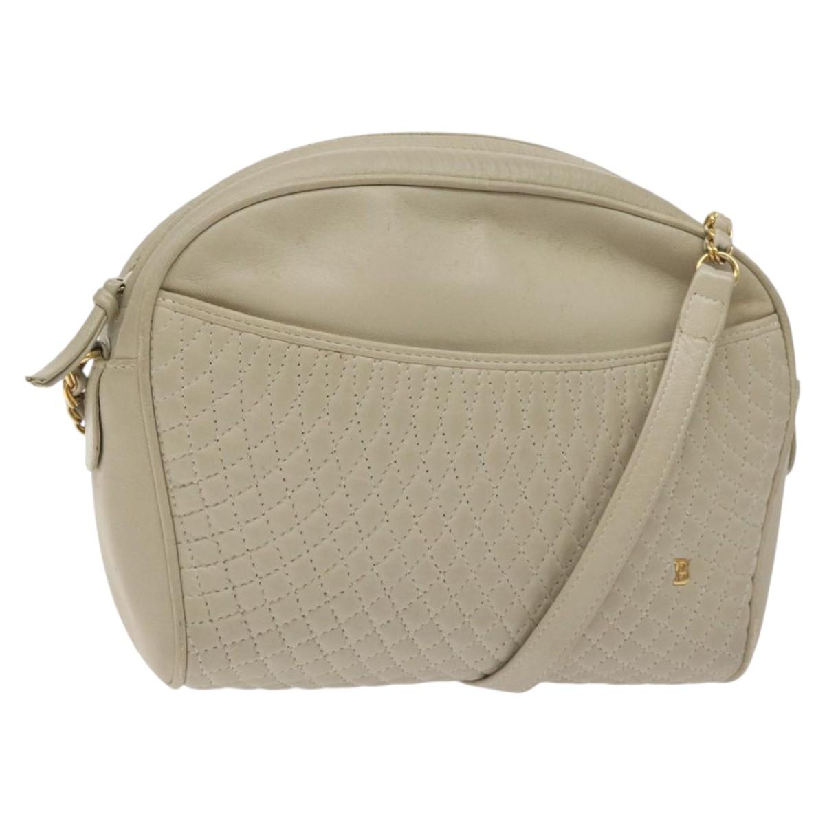 BALLY Shoulder Bag Leather Beige Gold