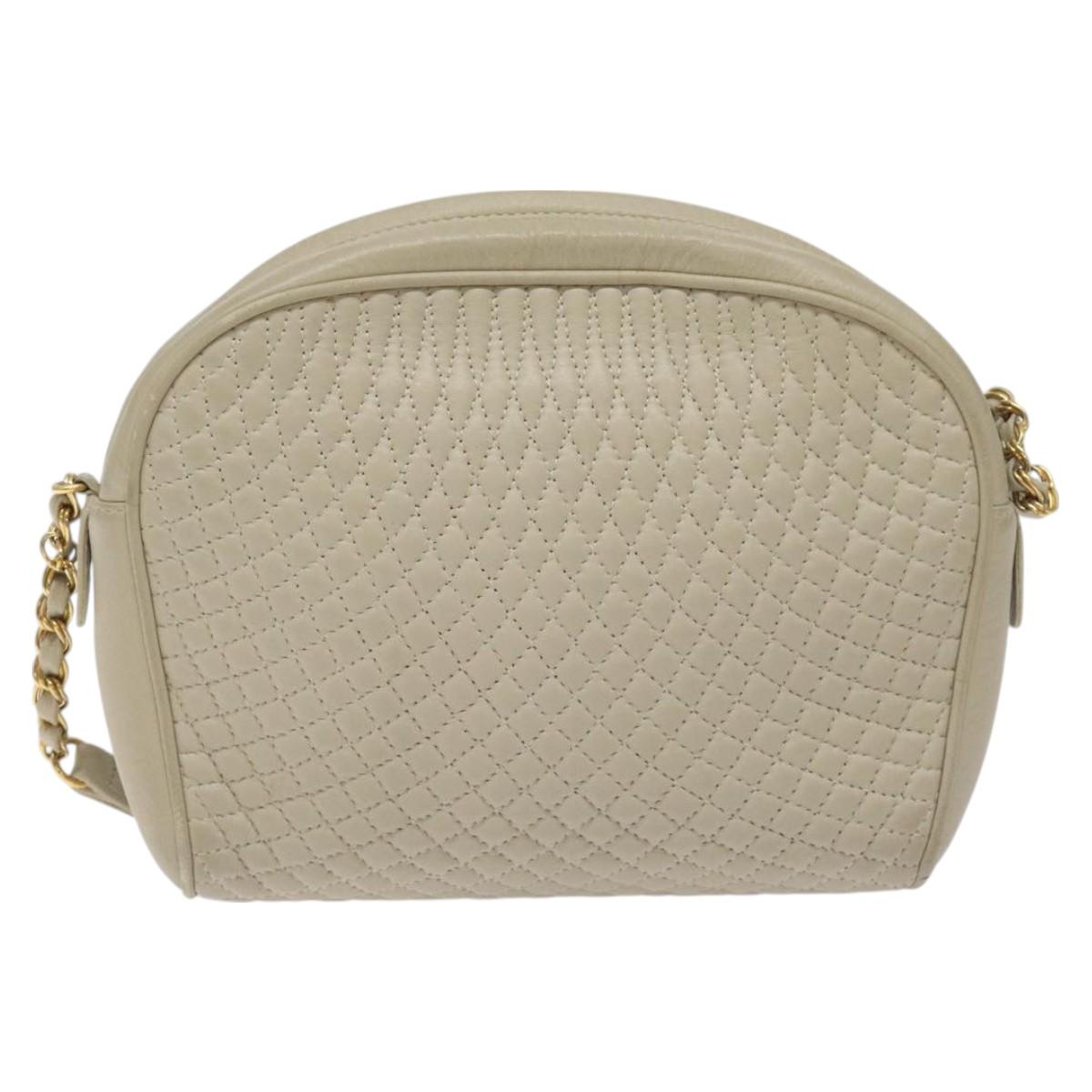 BALLY Shoulder Bag Leather Beige Gold