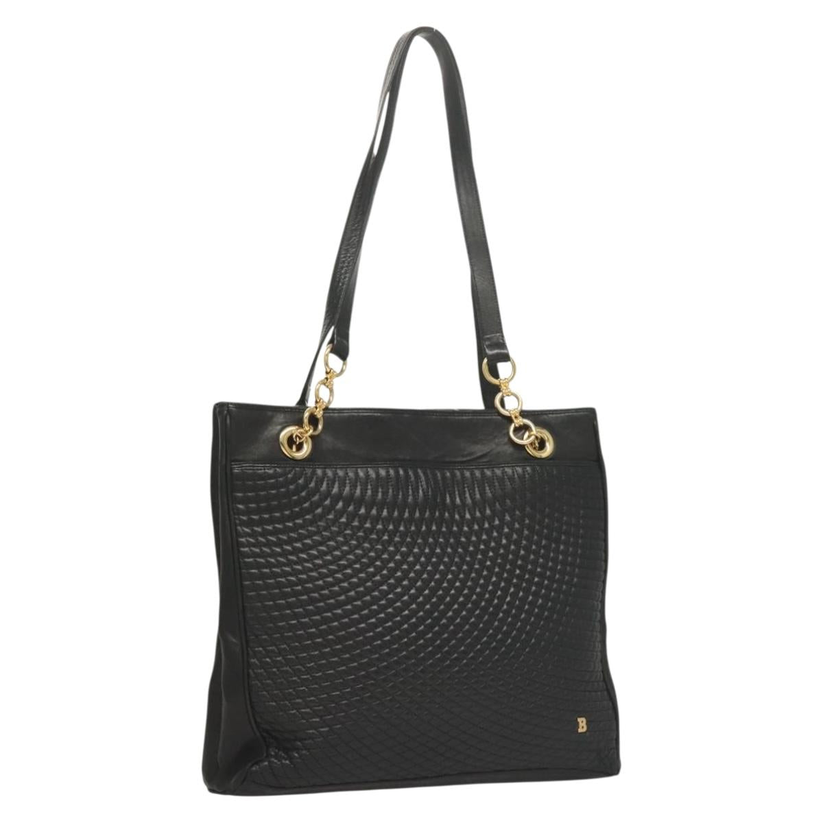 BALLY Tote Bag Leather Black Gold