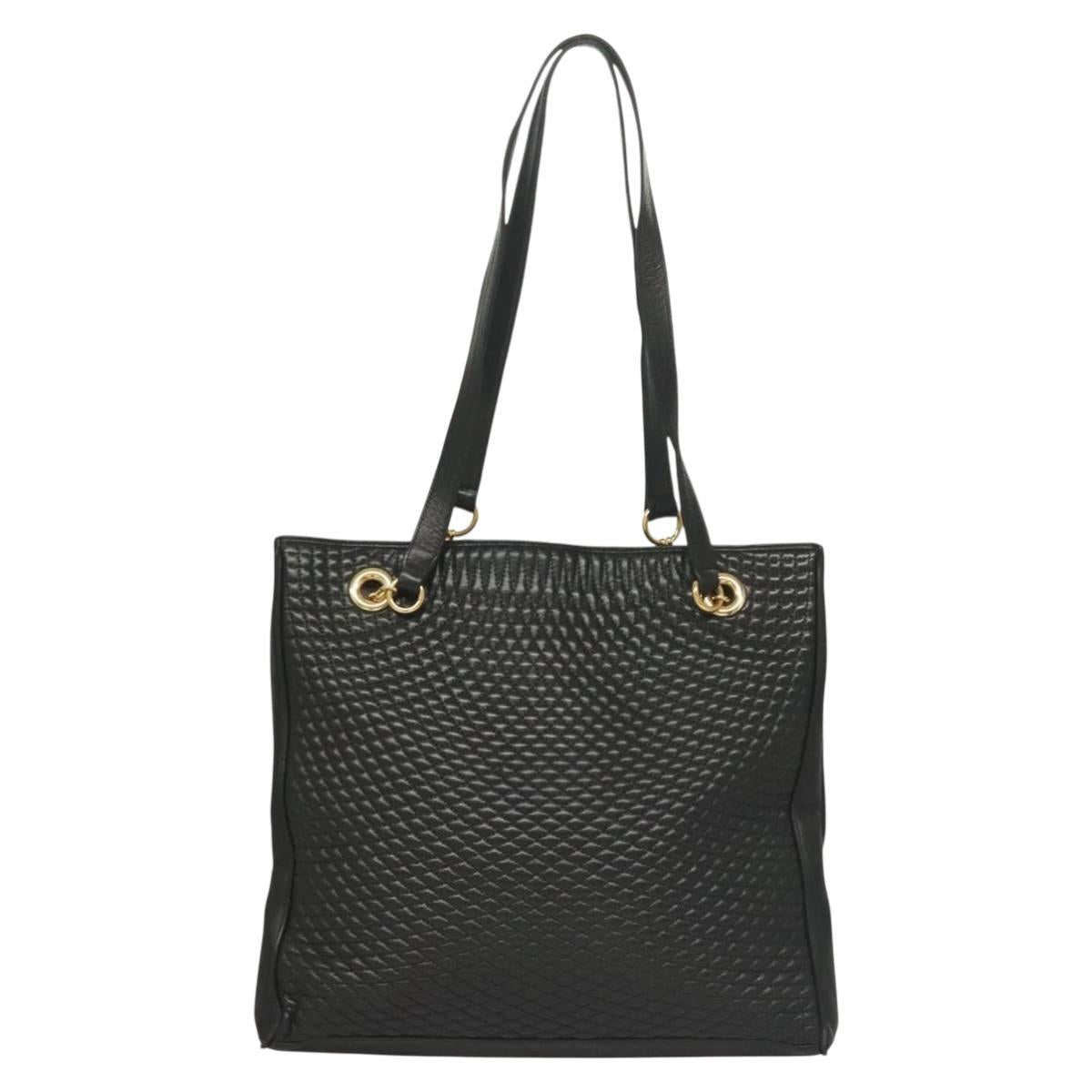 BALLY Tote Bag Leather Black Gold