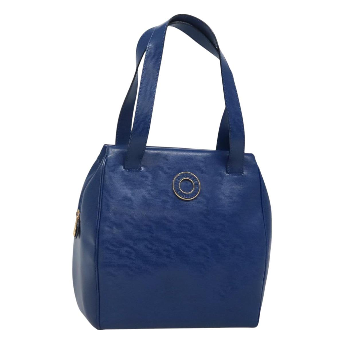 CELINE Shoulder Bag Leather Blue Gold