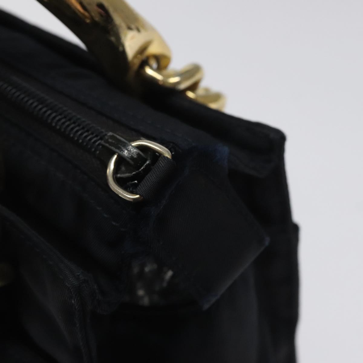 PRADA Hand Bag Nylon Navy Gold