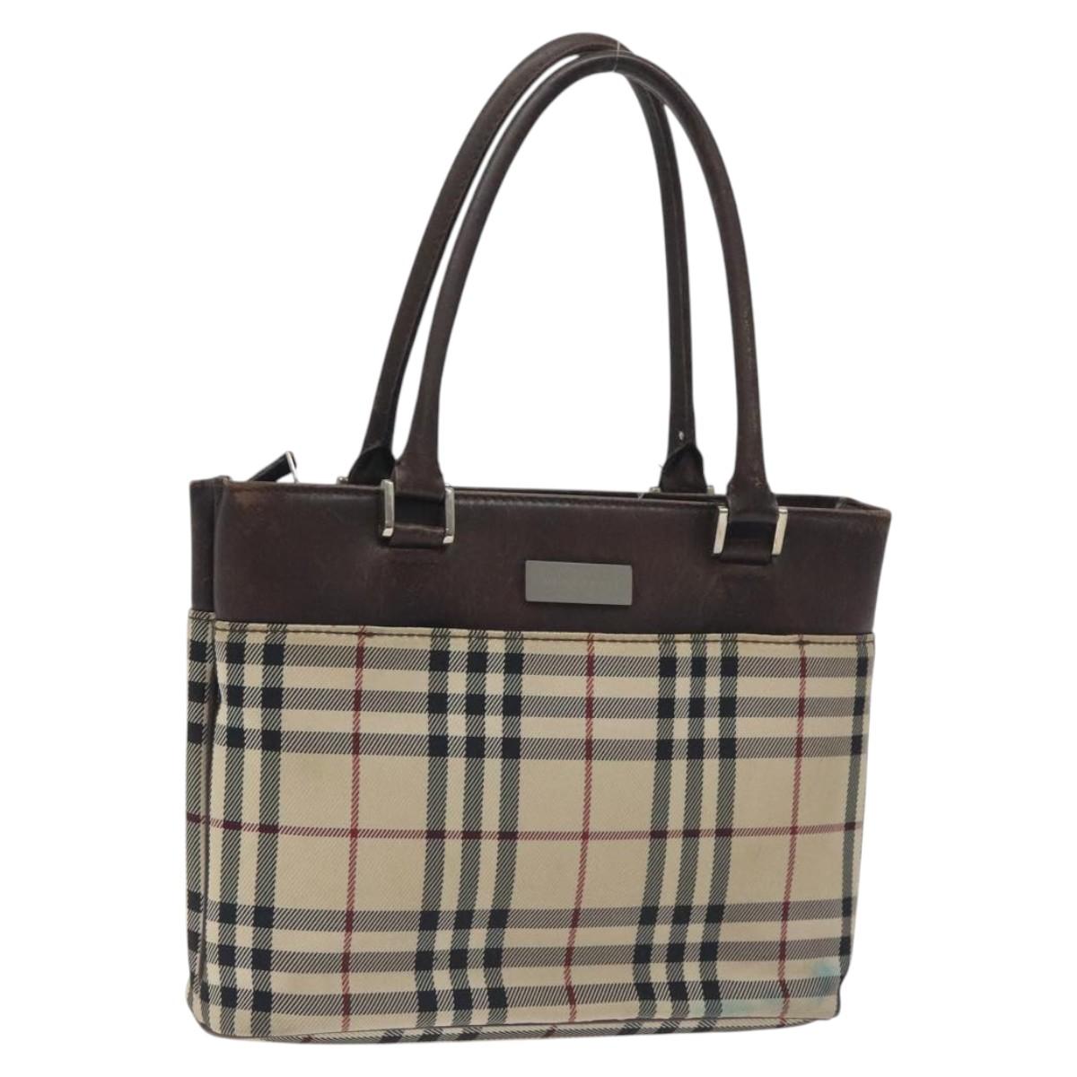 BURBERRY Nova Check Hand Bag Canvas Beige