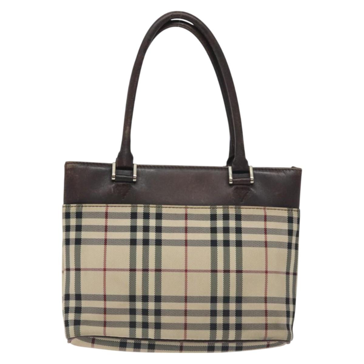 BURBERRY Nova Check Hand Bag Canvas Beige
