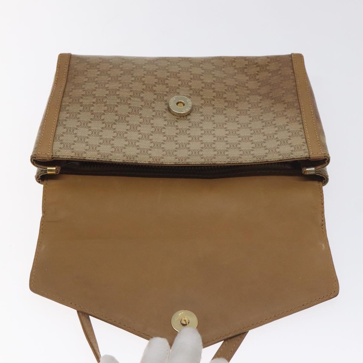 CELINE Macadam Canvas Shoulder Bag Brown Gold
