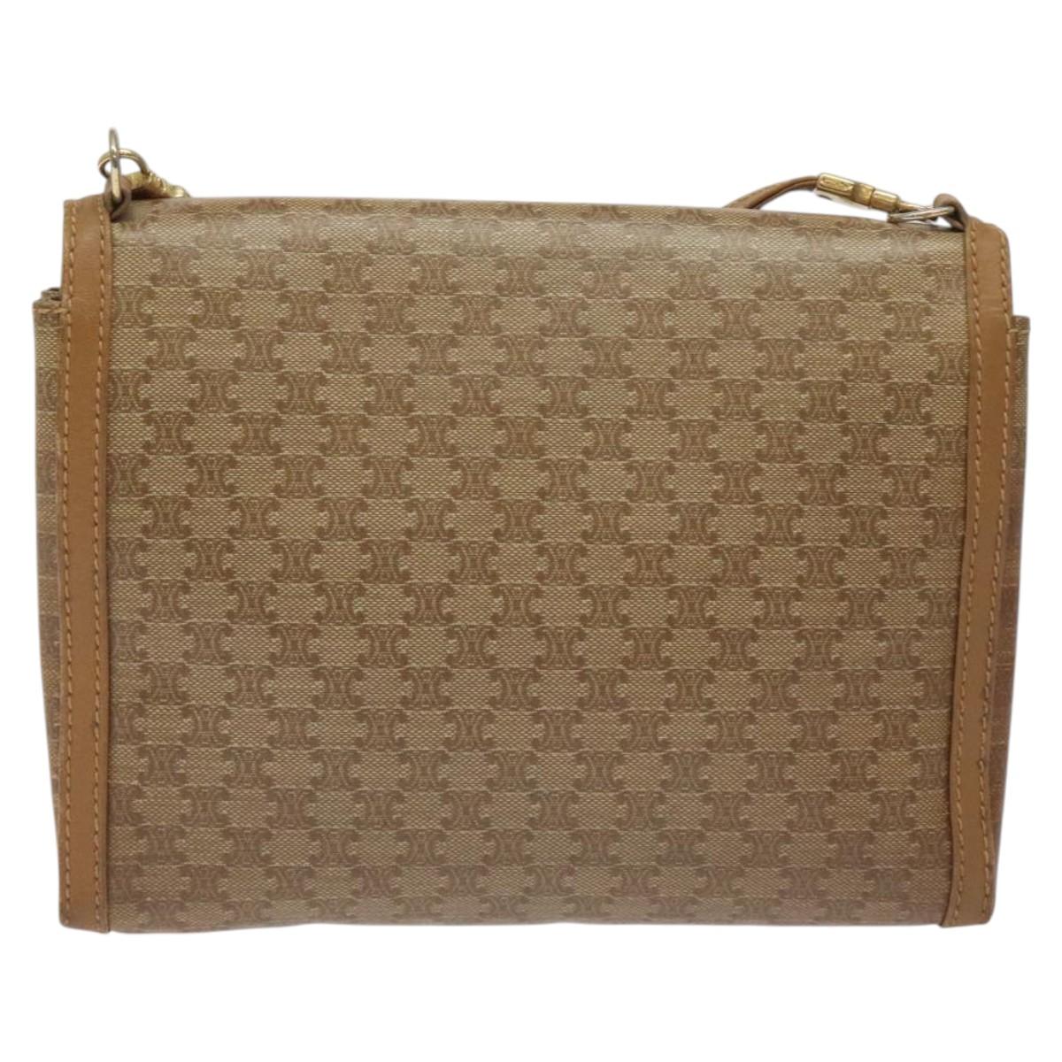 CELINE Macadam Canvas Shoulder Bag Brown Gold