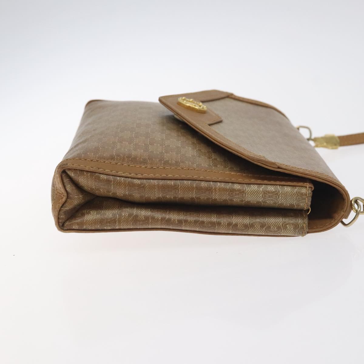 CELINE Macadam Canvas Shoulder Bag Brown Gold