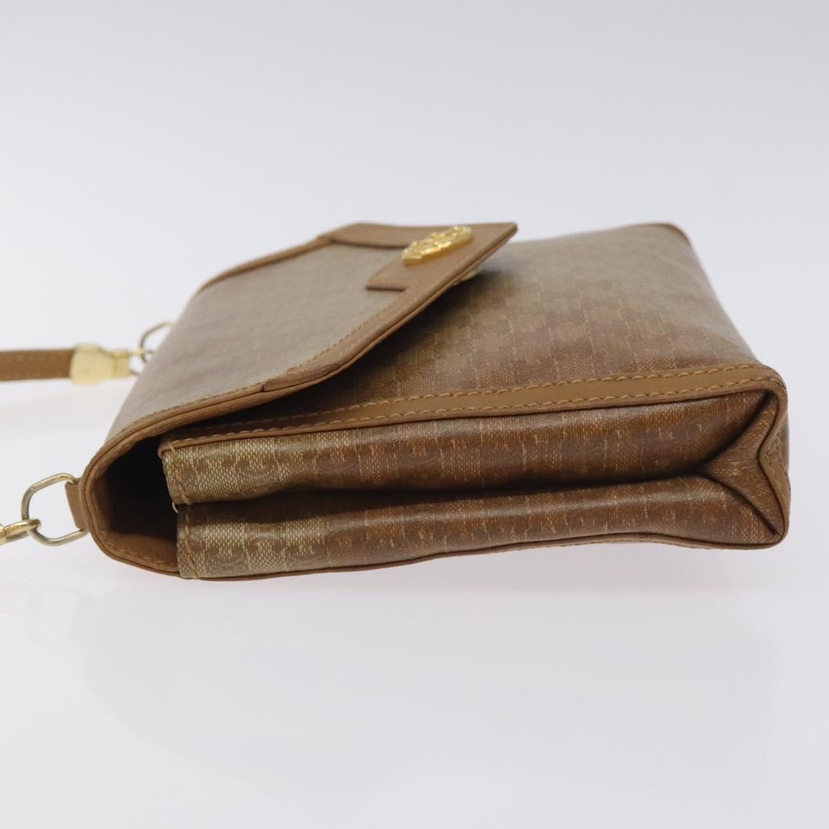 CELINE Macadam Canvas Shoulder Bag Brown Gold