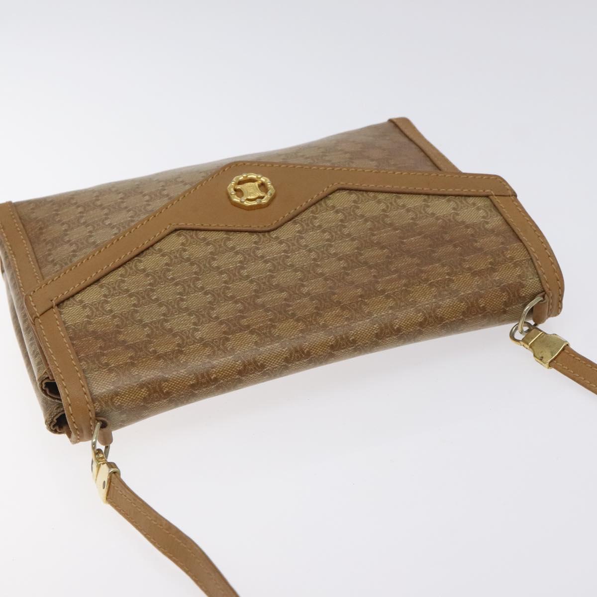 CELINE Macadam Canvas Shoulder Bag Brown Gold