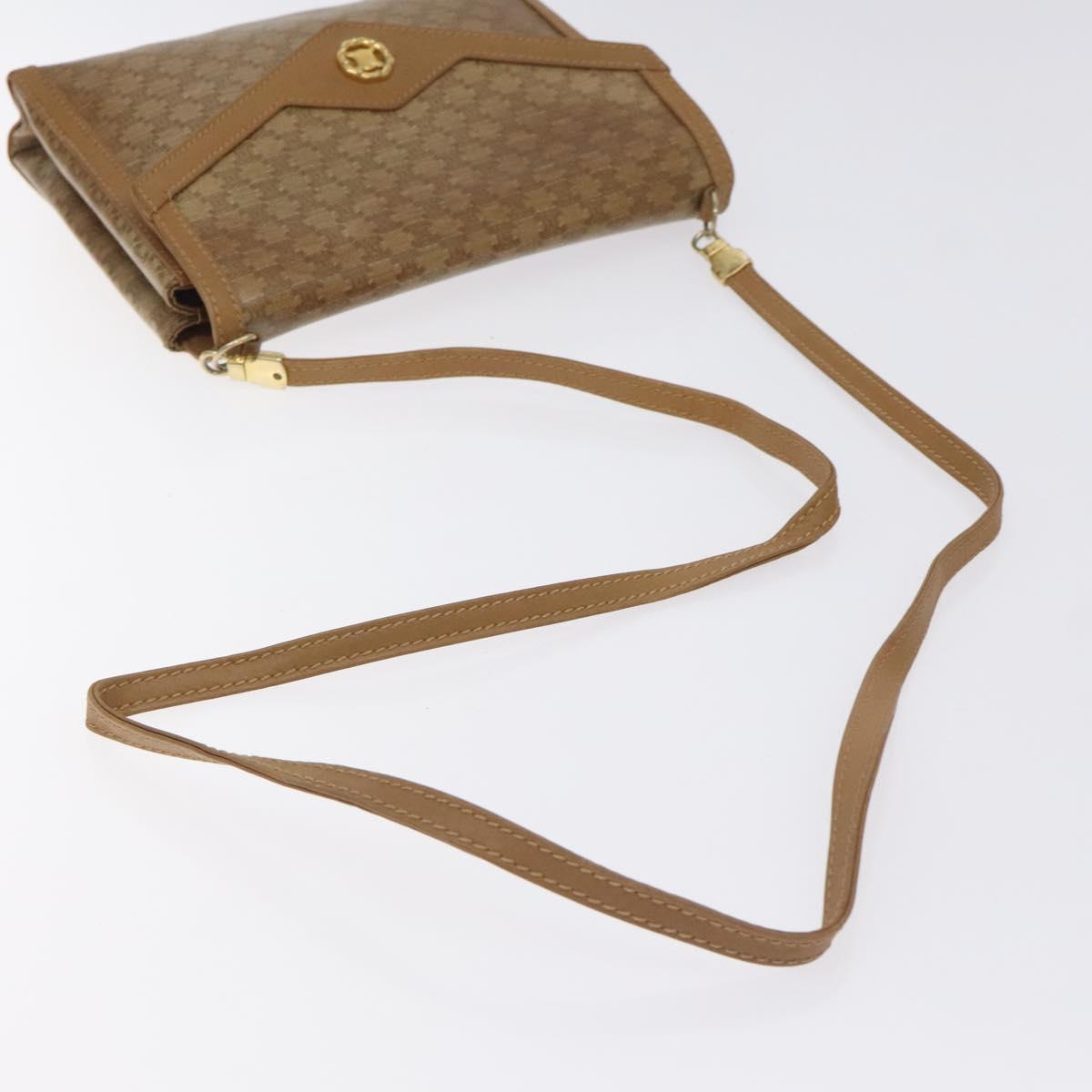 CELINE Macadam Canvas Shoulder Bag Brown Gold