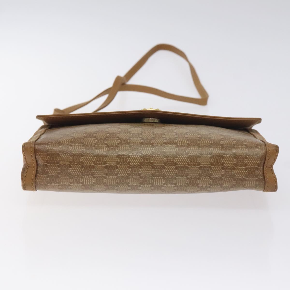 CELINE Macadam Canvas Shoulder Bag Brown Gold