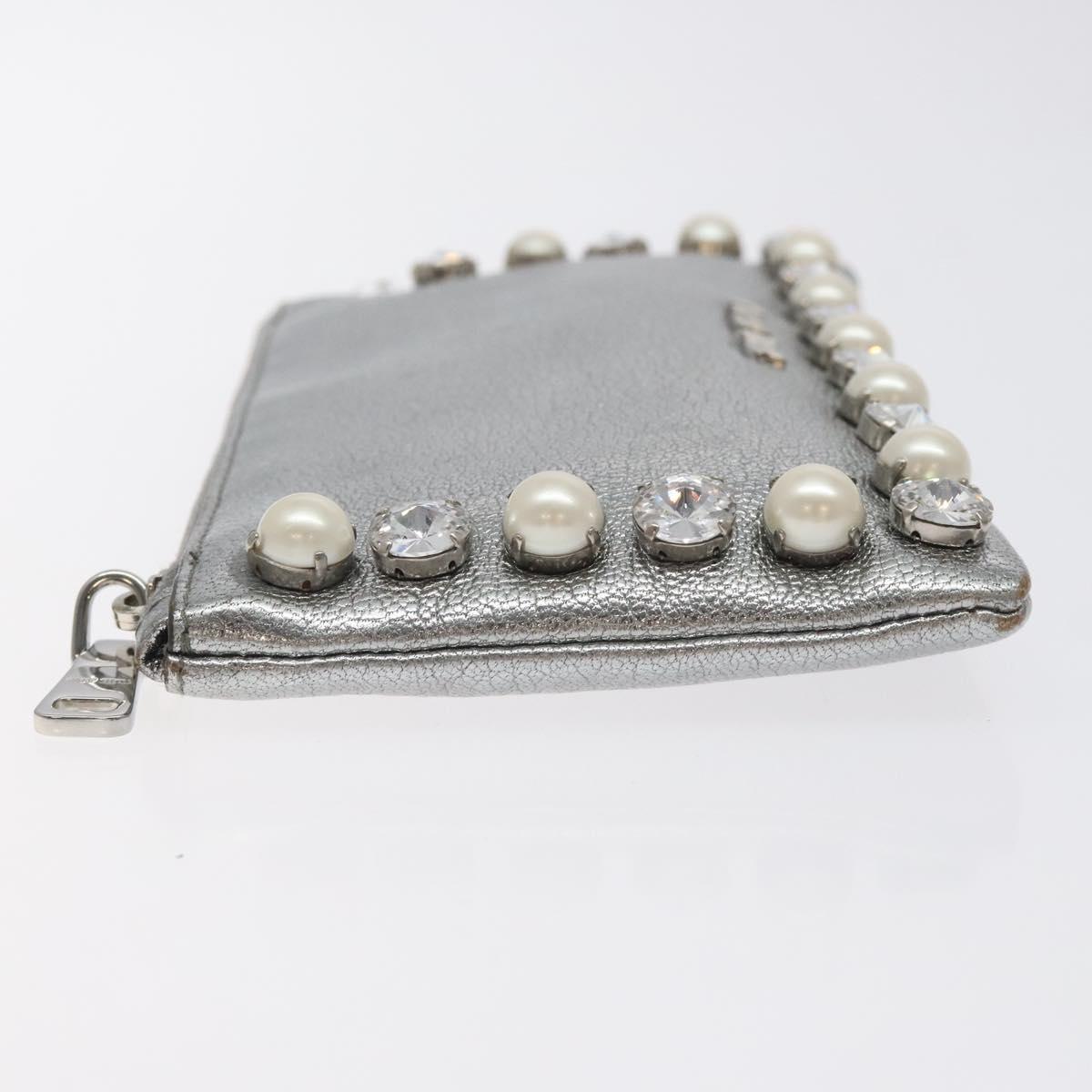 Miu Miu Pouch Leather Silver