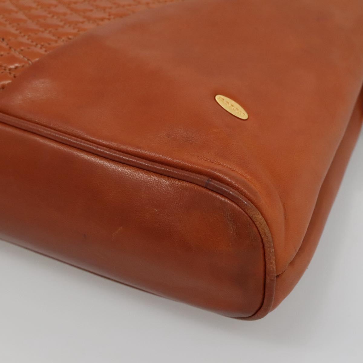 BALLY Quilted Shoulder Bag Leather Brown Gold