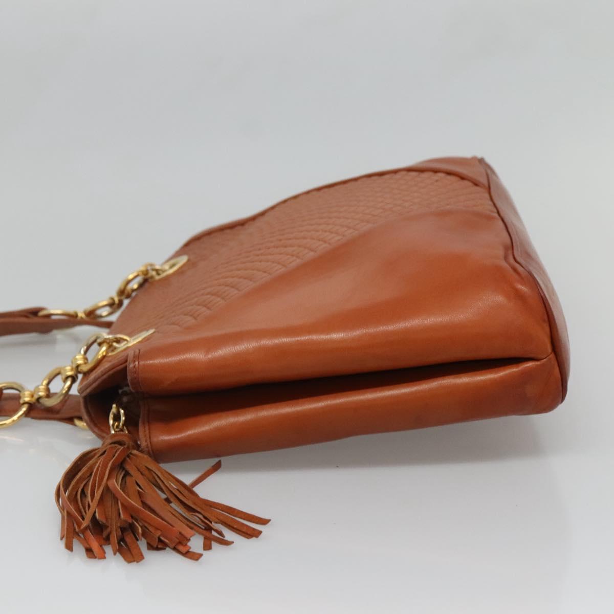 BALLY Quilted Shoulder Bag Leather Brown Gold