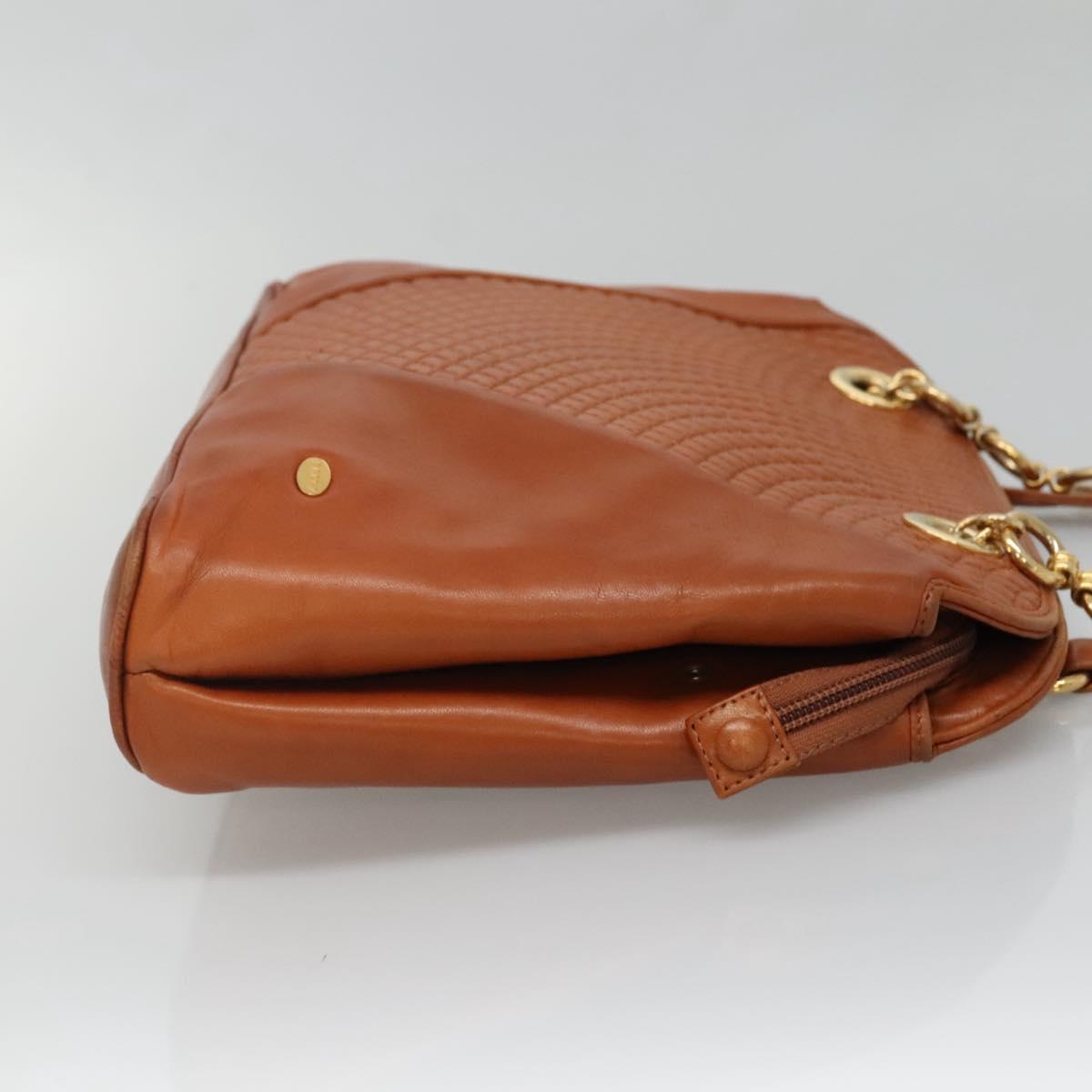 BALLY Quilted Shoulder Bag Leather Brown Gold