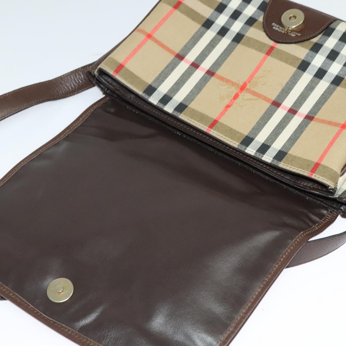 Burberrys Nova Check Shoulder Bag Canvas Beige Gold