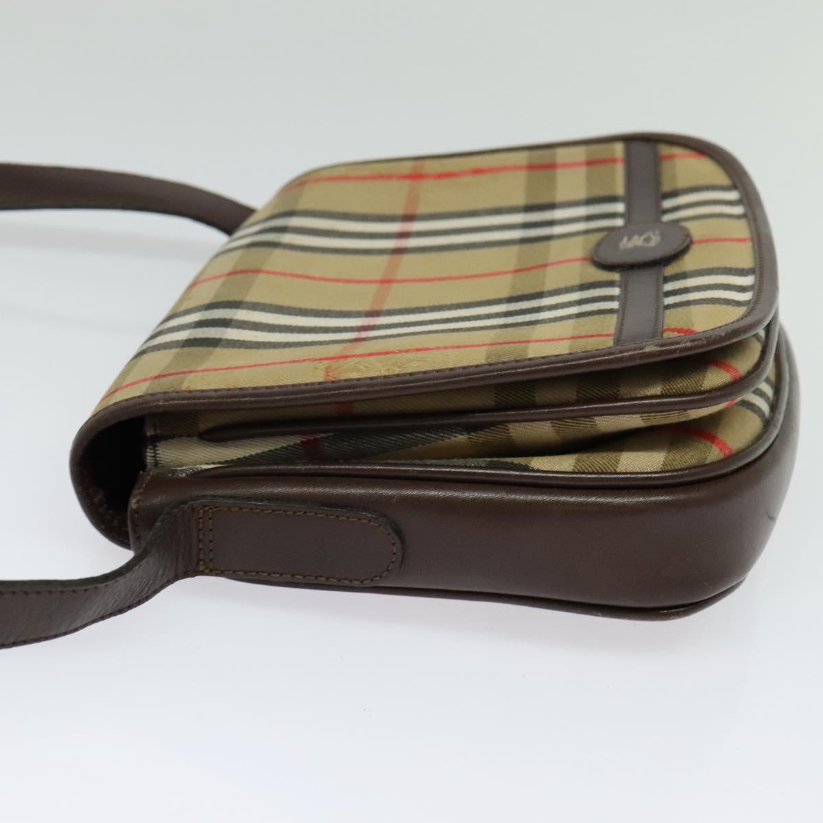 Burberrys Nova Check Shoulder Bag Canvas Beige Gold