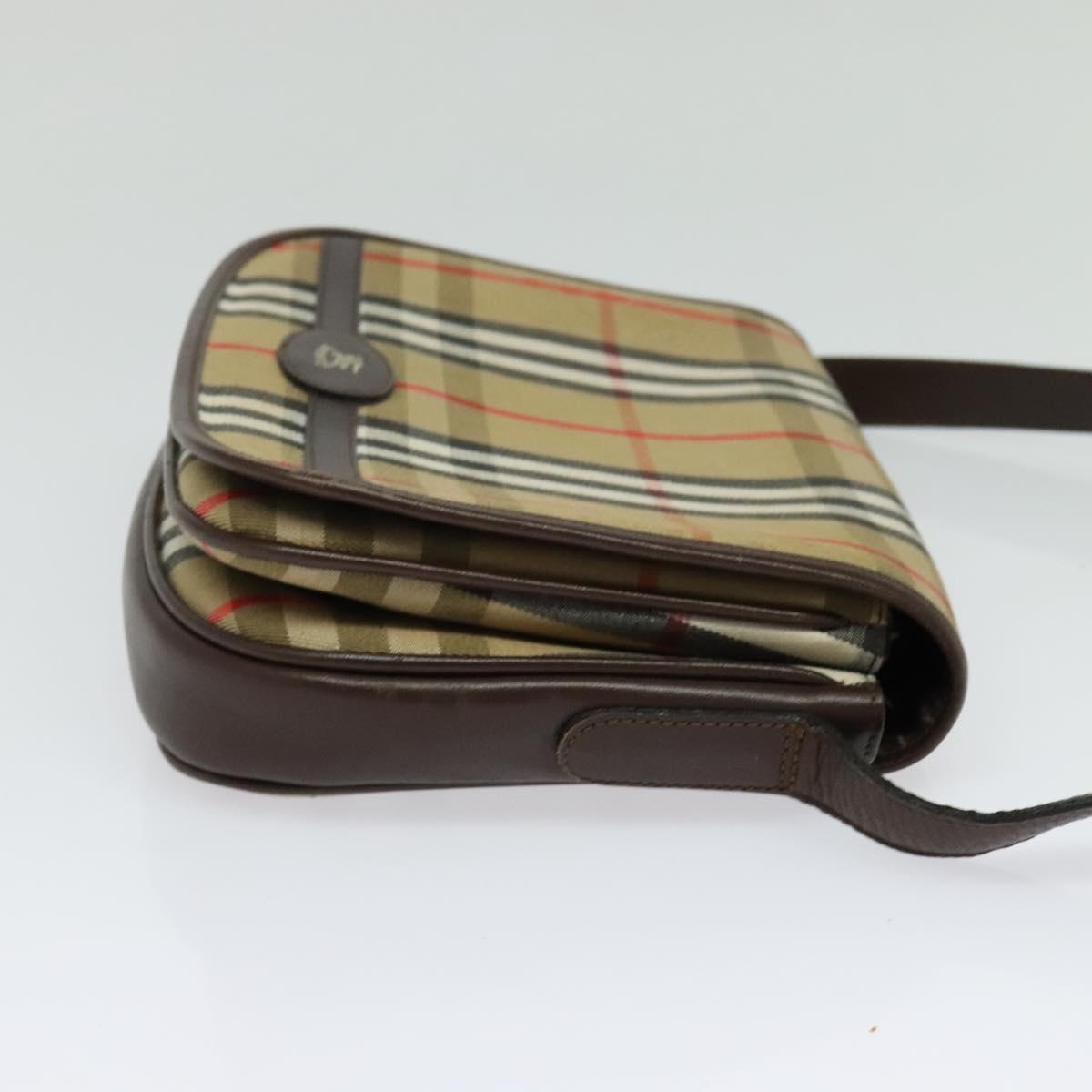 Burberrys Nova Check Shoulder Bag Canvas Beige Gold