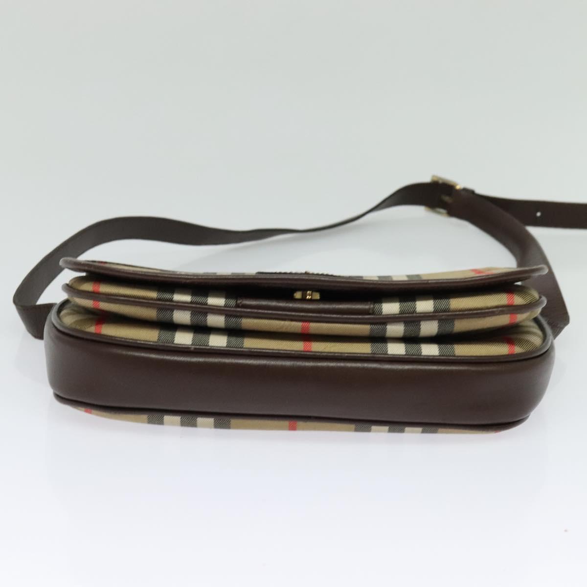 Burberrys Nova Check Shoulder Bag Canvas Beige Gold