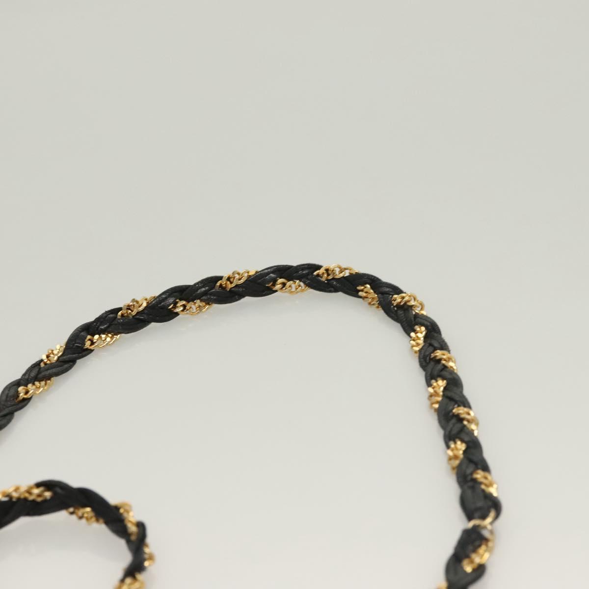 BALLY Quilted Chain Shoulder Bag Leather Black Gold