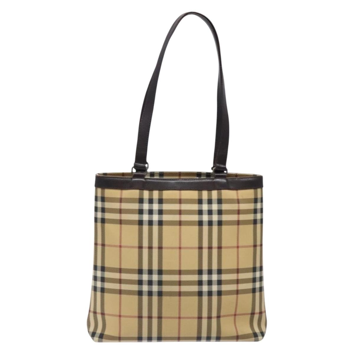 BURBERRY Nova Check Tote Bag PVC Beige