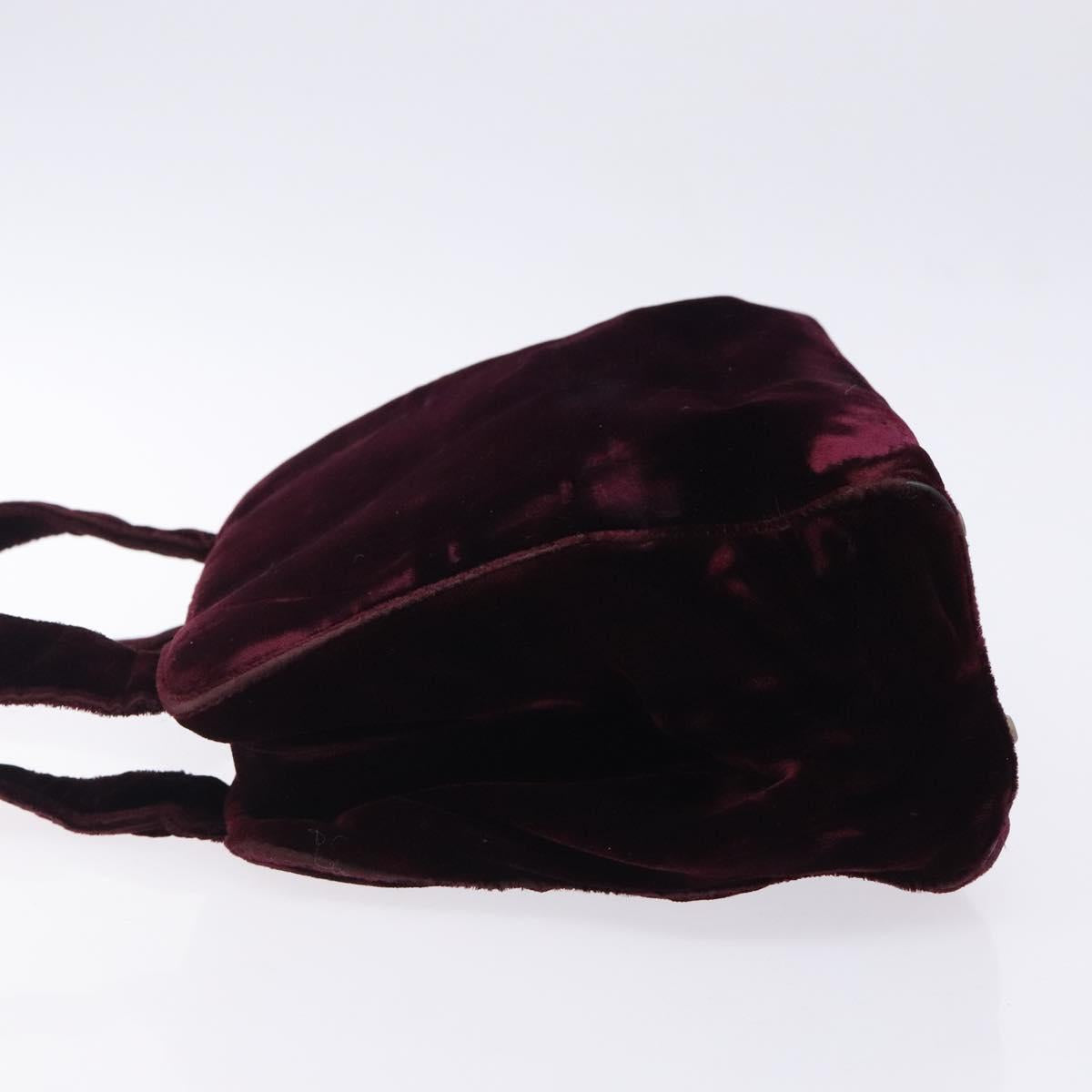 PRADA Hand Bag Velor Bordeaux Silver