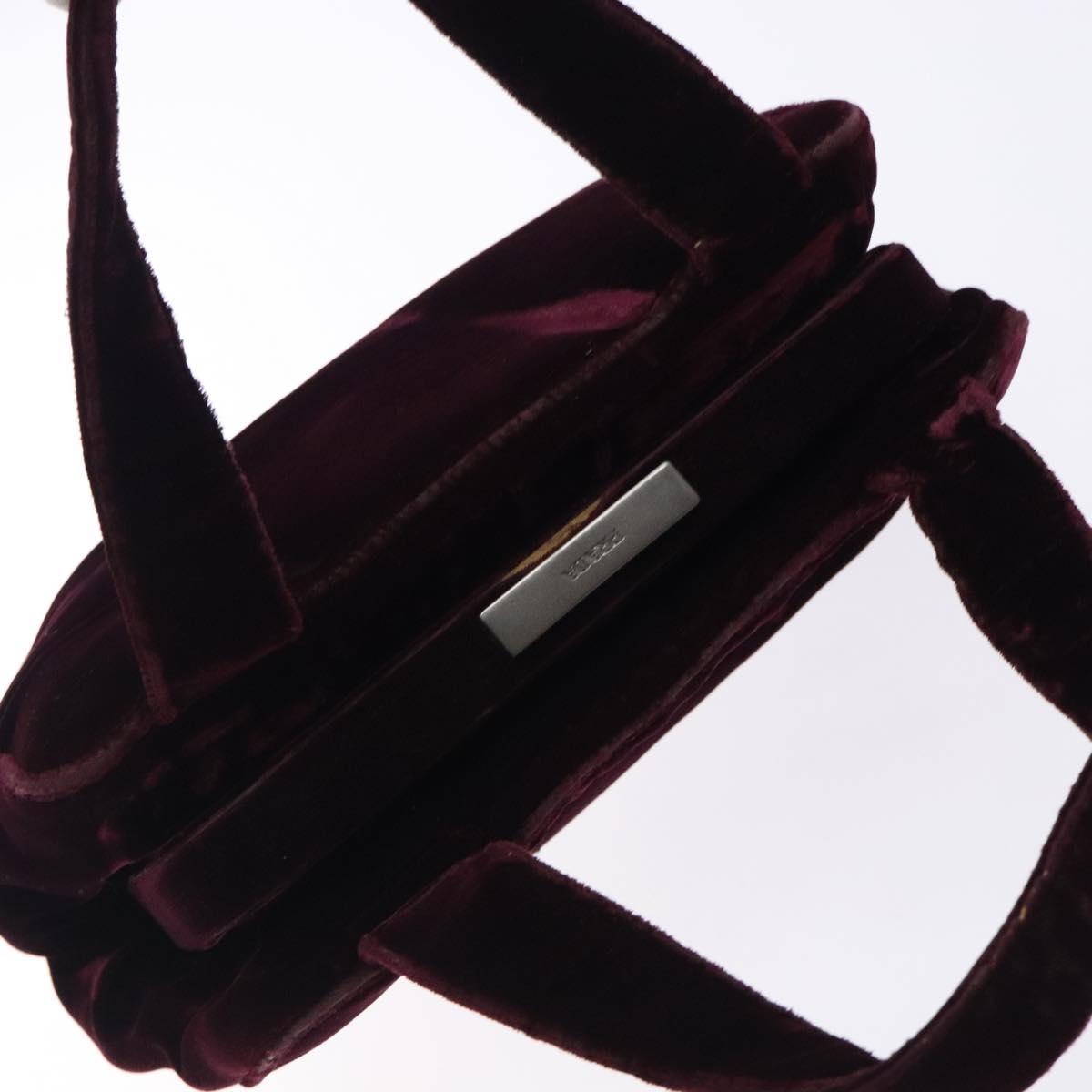 PRADA Hand Bag Velor Bordeaux Silver